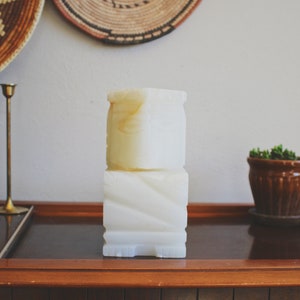 bookends vintage alabaster sculpture boho decor marble book holder mid century modern book shelf decor genuine alabaster marble book end