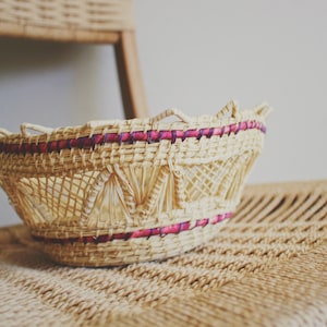 vintage coil basket boho decor basket storage catchall basket planter table centerpiece basket wall decor woven basket colorful baskets