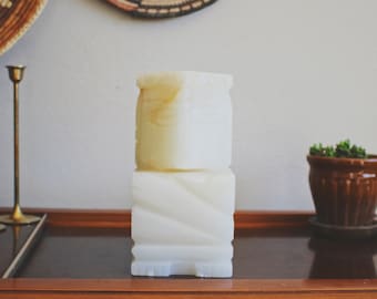 bookends vintage alabaster sculpture boho decor marble book holder mid century modern book shelf decor genuine alabaster marble book end