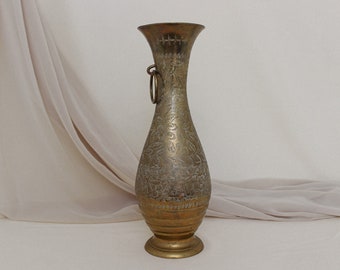 Large Vintage Solid Brass Vase Jug 12