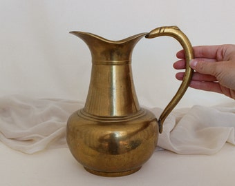 Large Vintage Solid Brass Vase Jug 12