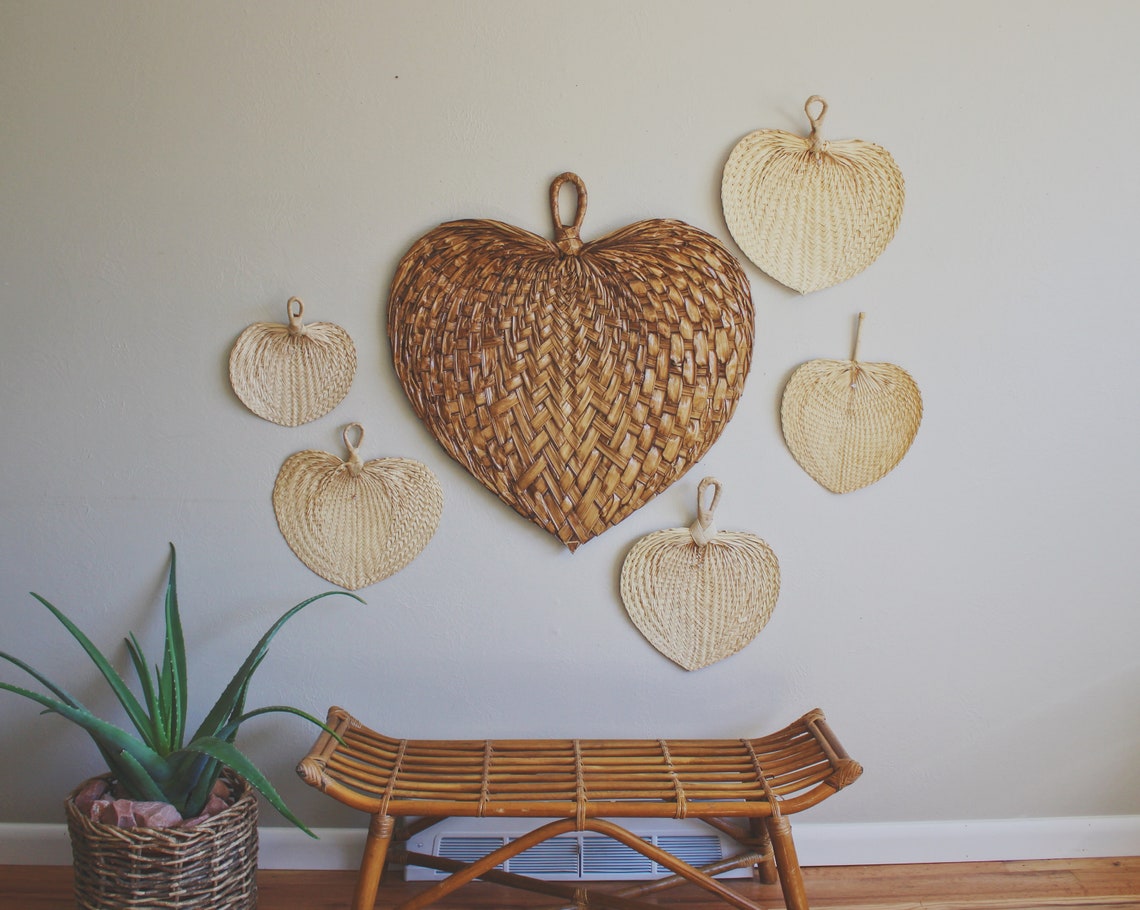 Rattan fan wall art large woven wall art palm leaf decor boho Etsy