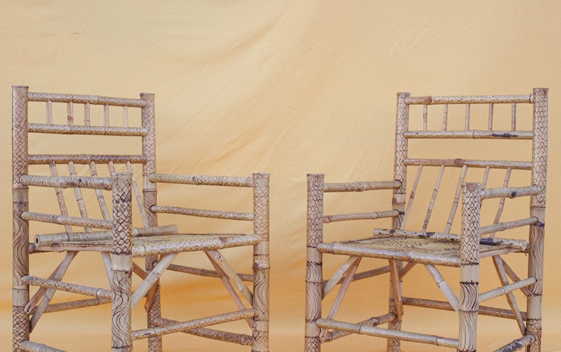 bamboo chairs and table chippendale mid century modern rattan chair pair hollywood regency chinoiserie furniture modern bohemian kitchen image 5