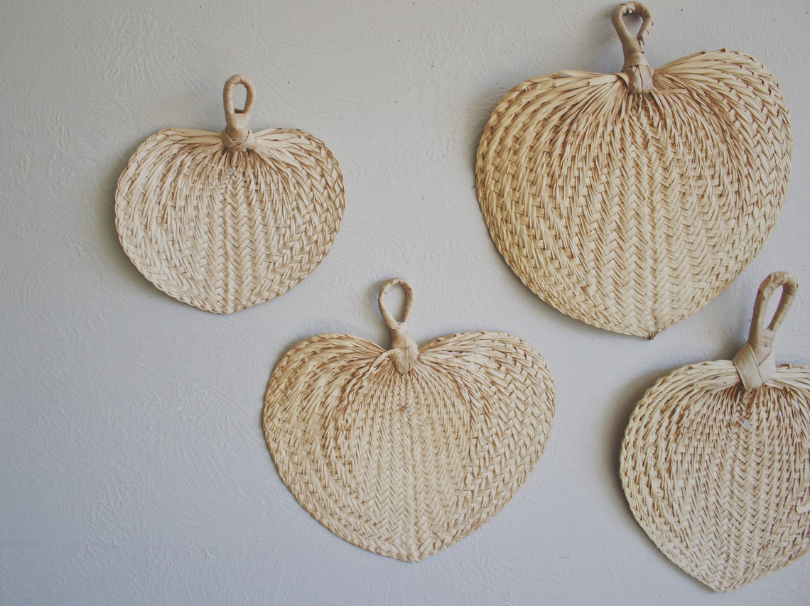 Rattan fan wall art large woven wall art palm leaf decor boho Etsy