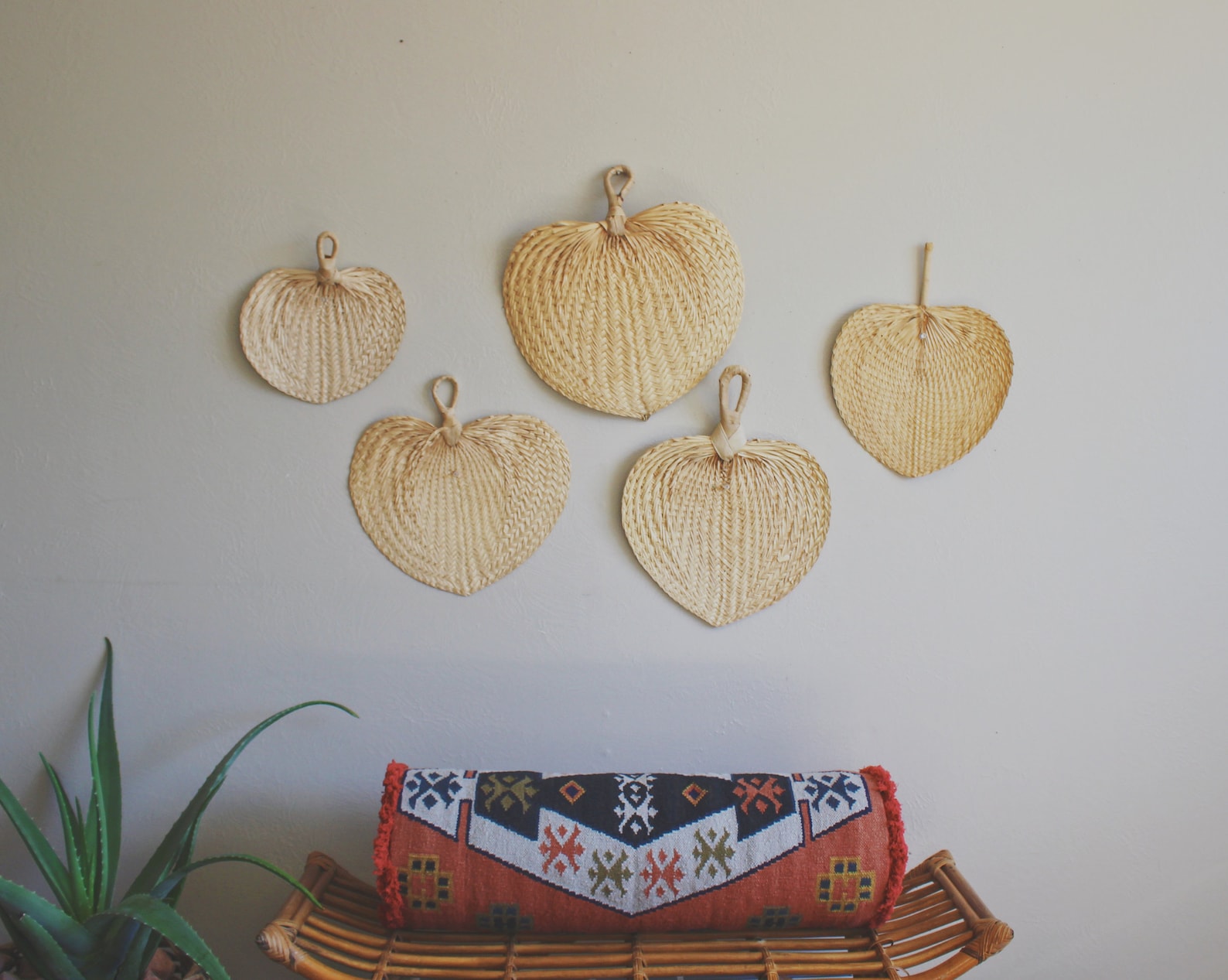 Rattan fan wall art large woven wall art palm leaf decor boho Etsy
