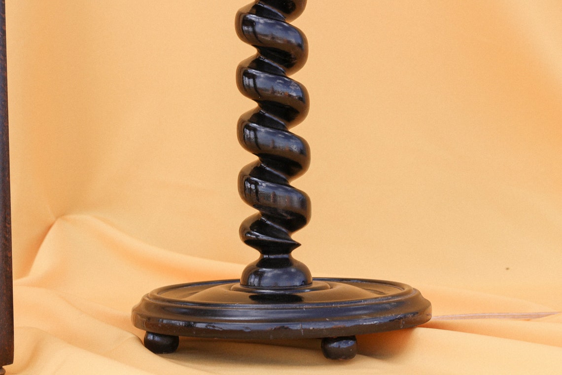 Lámpara de pie de madera espiral vintage tallada a mano | Etsy