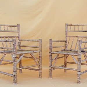 bamboo chairs and table chippendale mid century modern rattan chair pair hollywood regency chinoiserie furniture modern bohemian kitchen image 4