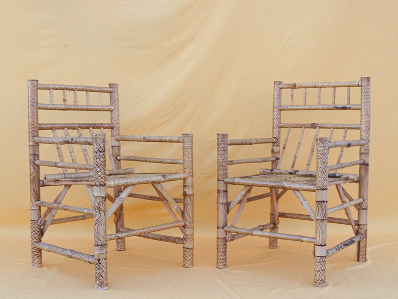 bamboo chairs and table chippendale mid century modern rattan chair pair hollywood regency chinoiserie furniture modern bohemian kitchen image 4