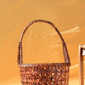 Cesta de suelo grande cesta de tejido abierto vintage con | Etsy