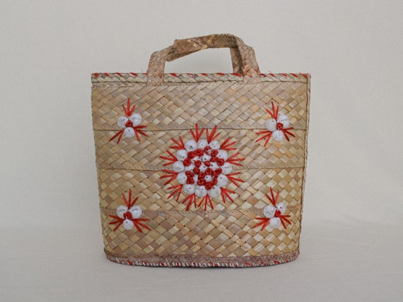 vintage straw beach bag rattan market bag market b