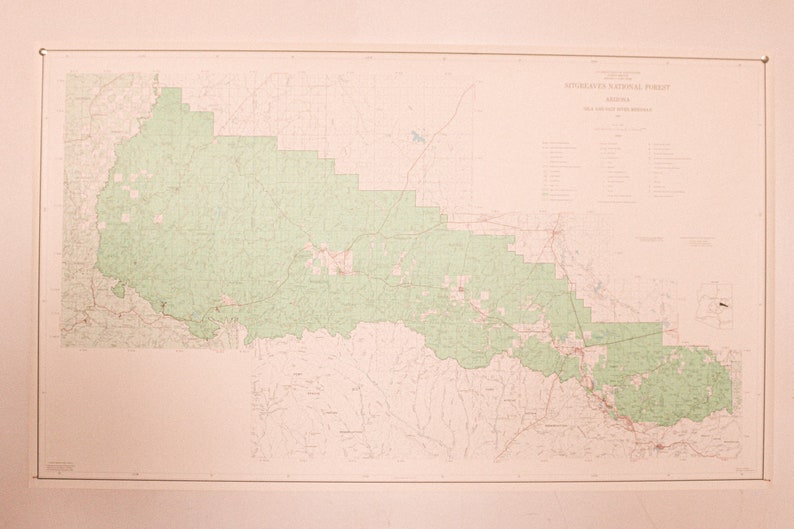 vintage original 1972 Arizona Sitgreaves National Forest map Gila and Salt River meridian topographic outdoorsman hiking gift memorabilia image 2