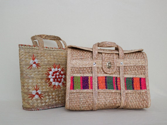 palm leaf bag rattan market bag market basket tote