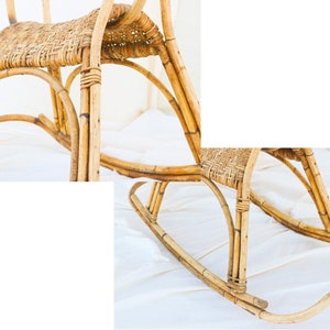 mid century rattan rocking horse Danish Scandinavian kids room wicker bohemian nursery decor rustic wabi sabi furniture photo prop portrait image 10