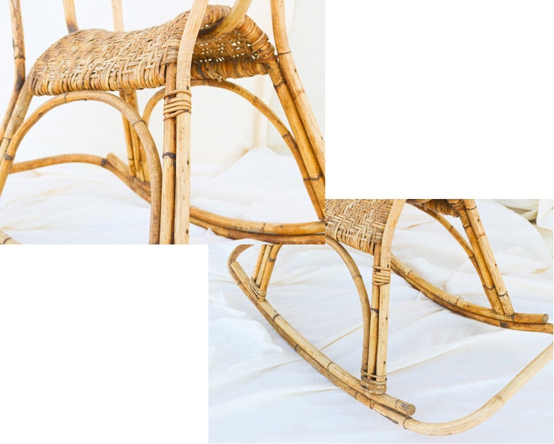 mid century rattan rocking horse Danish Scandinavian kids room wicker bohemian nursery decor rustic wabi sabi furniture photo prop portrait image 10