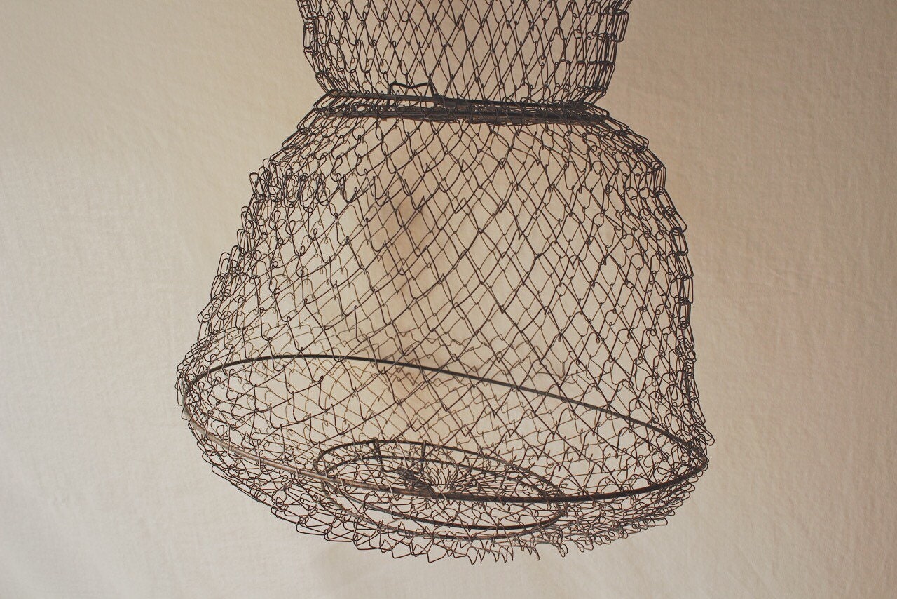 Vintage fish basket fish trap light metal wire basket storage Etsy