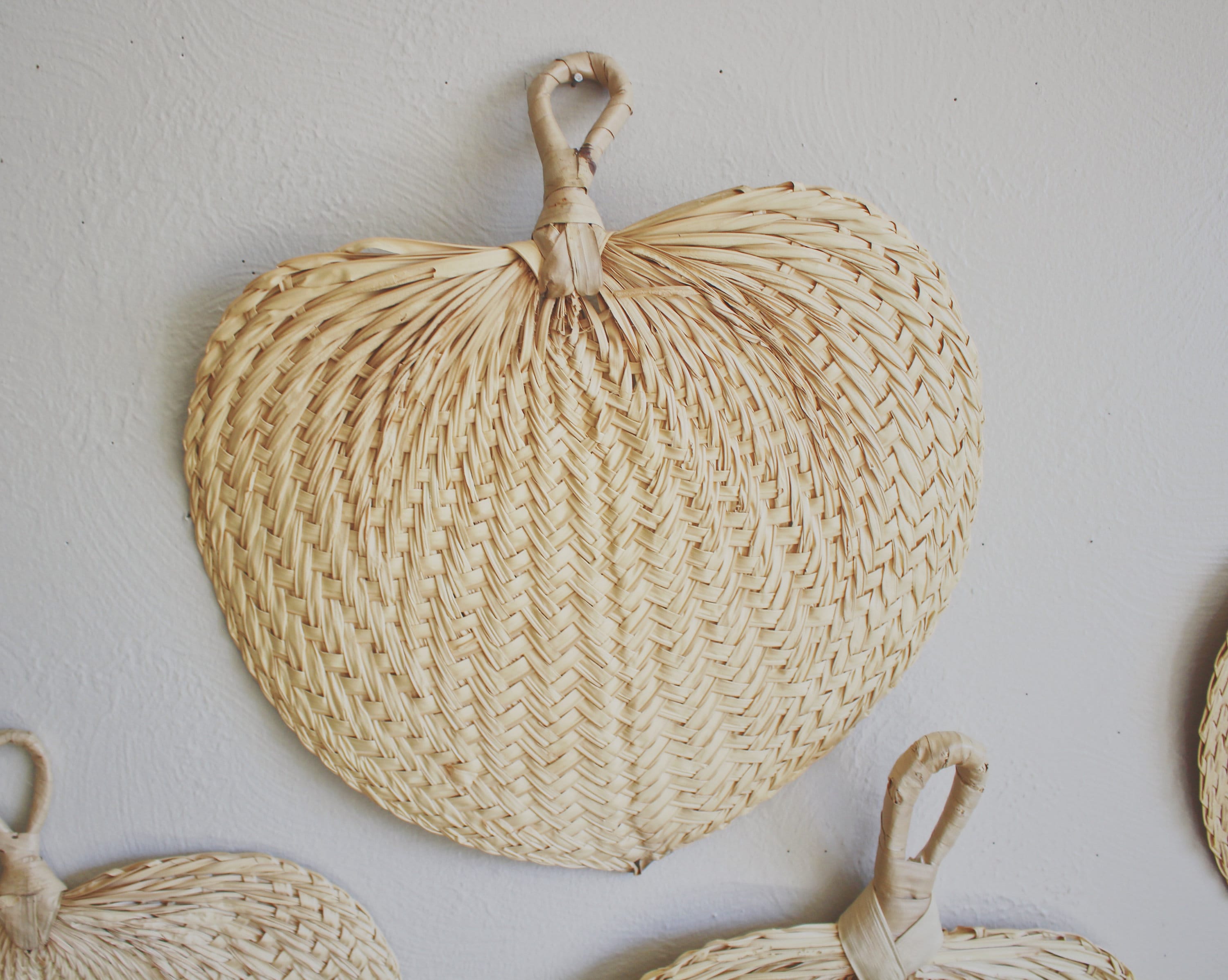 Rattan fan wall art large woven wall art palm leaf decor boho Etsy