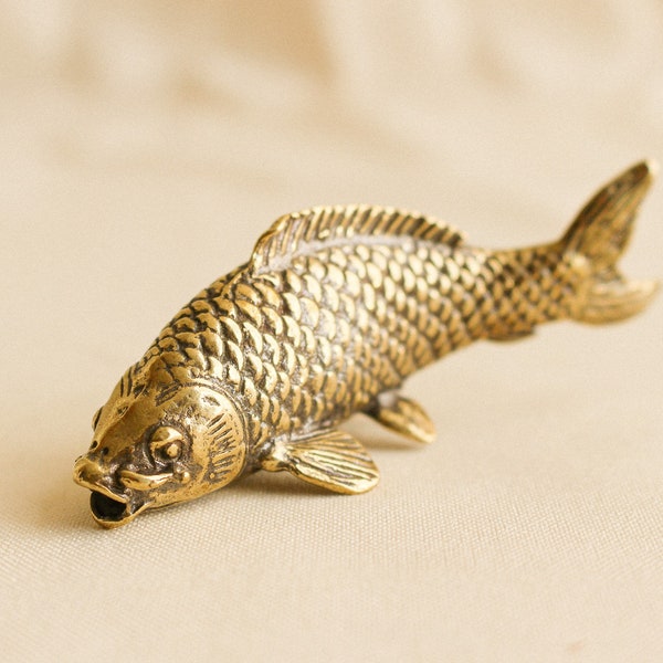 brass koi fish figurine handmade gift ideas bonsai terrarium collectibles lucky home office decor modern unique curio fung shui aesthetic