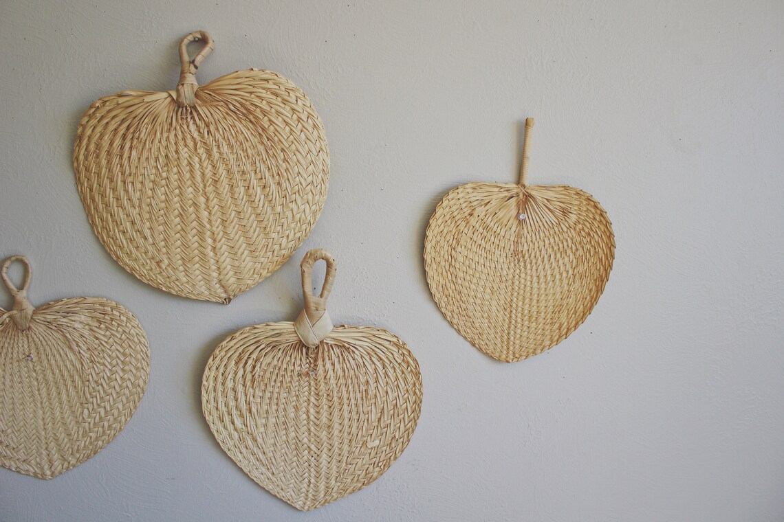 Rattan fan wall art large woven wall art palm leaf decor boho Etsy