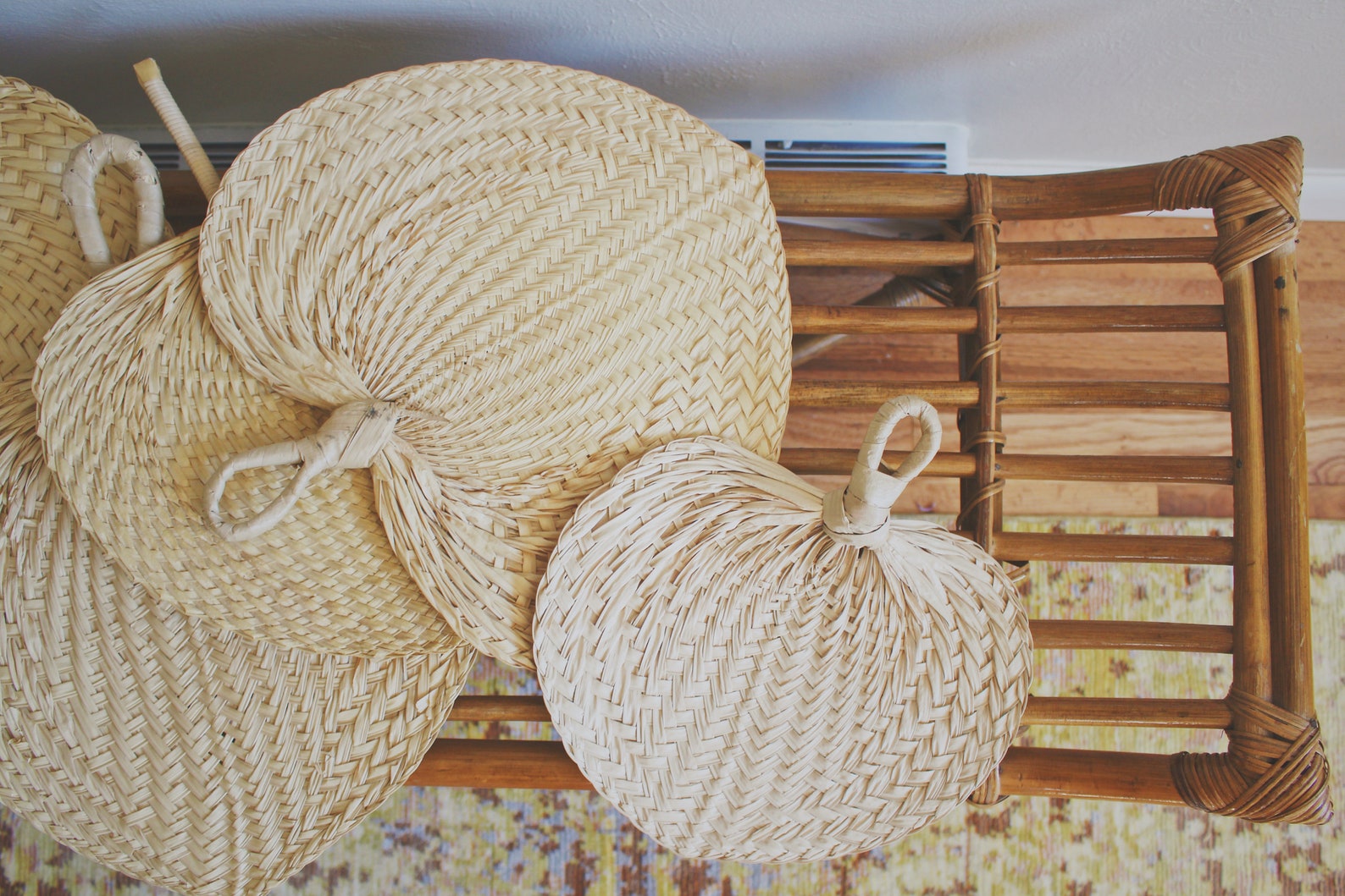 Rattan fan wall art large woven wall art palm leaf decor boho Etsy