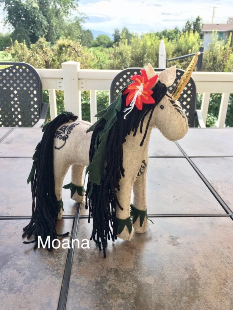 Tangled Custom Pegasus Unicorn Stuffed Horse and Moana