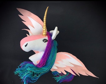 Custom Pegasus Unicorn Stick Horse Hobby Horse. (Head only)