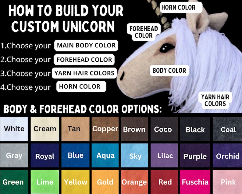 Unicorn Stick Horse Custom Build Your Own Unicorn Stick Horse. Head Only image 2