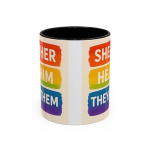 Pride Identity Coffee Mug - Affirmation Gift for LGBTQ+ Community, Rainbow Mugs, Gender Pronoun Mug, Self-Expression