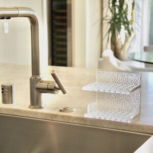 Aacrylic Double Shelves with drainage Sponge Holder, Soap Holder, Soap Dish, Soap Saver, Kitchen Bath Organizer rack for Sink, Bath, Shower image 9