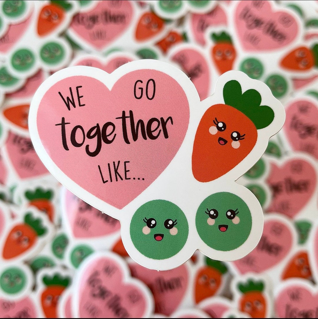 Peas & Carrots Anniversary Happy Valentines Day Vinyl Sticker Etsy