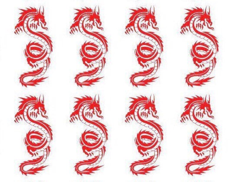 20 Chinese red dragon nail decals water transfer decal | Etsy