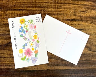 Ansichtkaart New Jersey The Garden State Ansichtkaart voor penvriend cadeau postcrossing bloemen briefkaart stationair