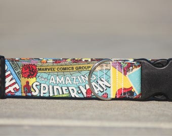 Marvel Comic- Dog collar, pet collar, custom collar, pet supplies, unique, super heros, marvel, hulk, spiderman, thor, iron man, captain