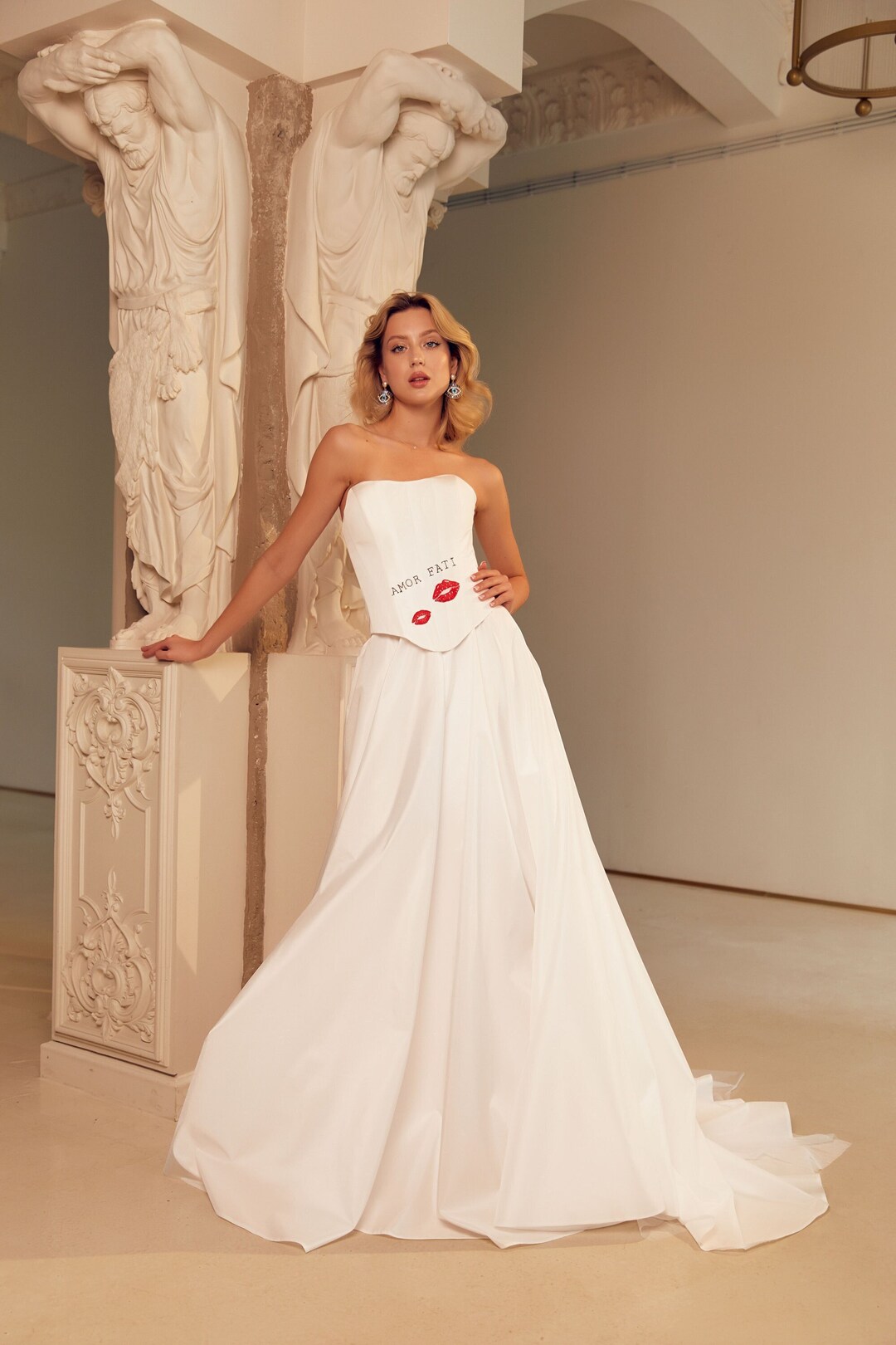 Taffeta Two Piece Wedding Dress Overbust Kiss Corset and Maxi Wedding ...