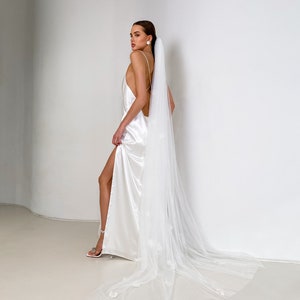 Floral wedding veil. Floor length veil ivory. Unique veil. Floor length veil ivory image 4