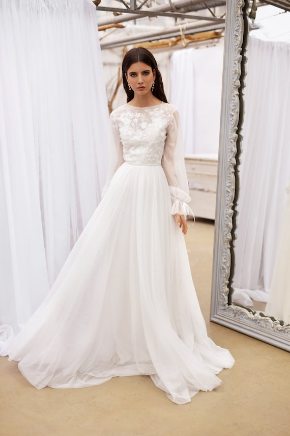 Long sleeve elopement shop dress