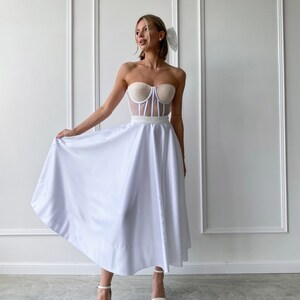 Mesh wedding corset. Linen white evening corset. Alternative wedding, reception, boho, hippie wedding. ONLY corset image 3