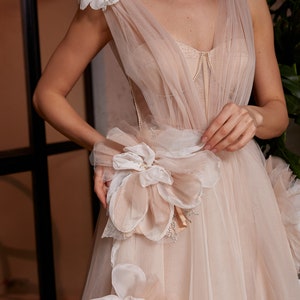 Blush Pink tea length wedding dress. Fairy floral prom dress. Beach wedding dress. Terracotta wedding. image 3