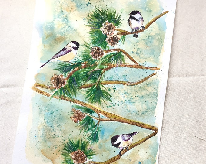 Featured listing image: Little Chickadee Painting