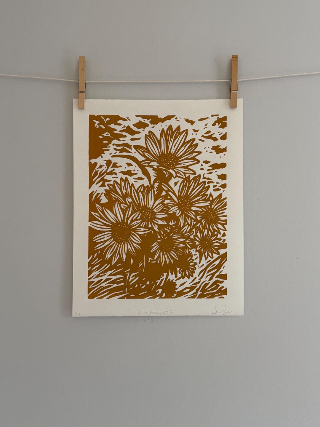 Original Hand-pressed Limited Edition Sunflower Linocut Print ...