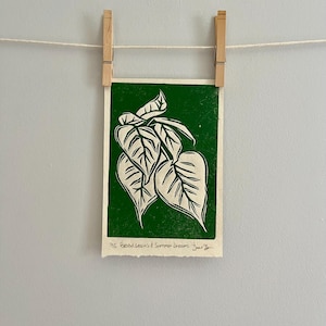 Original limited edition Northern Catalpa inspired linocut block print - botanical art