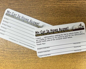 In Case of Emergency Cards my Pet is Home Alone - Etsy