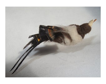 Cat Toy Natural Buffalo Hair and Wool Magpie - Bird like Teaser Wand / Pole Attachment / Refill