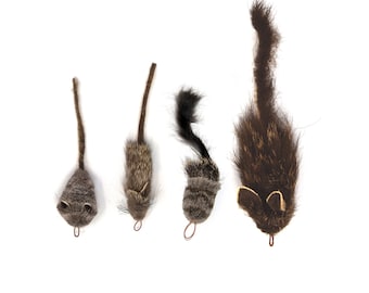 Cat Toy DEER Hair Rat Pack & Packrat - 4 (FOUR) Different Fun Wand / Pole Attachment / Refills - Mouse Fisher Rat Packrat