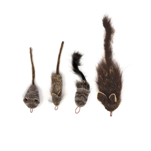 Cat Toy DEER Hair Rat Pack & Packrat - 4 (FOUR) Different Fun Wand / Pole Attachment / Refills - Mouse Fisher Rat Packrat