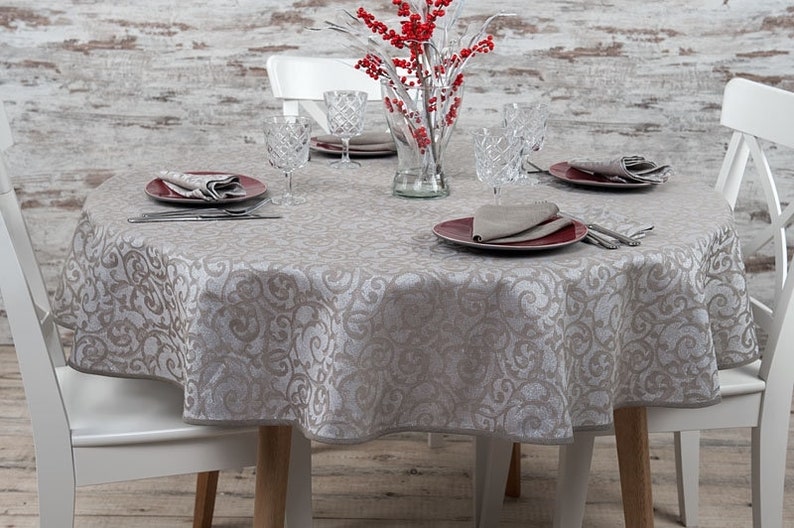 Linen Tablecloth Table Linens Cover Cotton Image 0