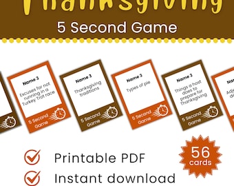 Thanksgiving 5 Second Game: Printable Turkey Day Activity (PDF Download)