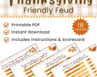 Thanksgiving Feud Game: Turkey Day Party Printable - Friendsgiving Activity (Instant PDF Download)