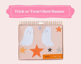 Ghost Banner, Halloween Birthday Girl, Ghost Garland, Pastel Halloween Decor, Halloween Birthday Decor, First Birthday Halloween,