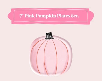 Pink Pumpkin Plates, Halloween Plates, Halloween Party Decor, Halloween Partyware, Halloween Tableware, Pumpkin First Birthday