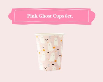 Pink Ghost Party Cups, Halloween Party Decor, Halloween Party Cups, Pastel Halloween Party Decor, Halloween First Birthday, Two Spooky